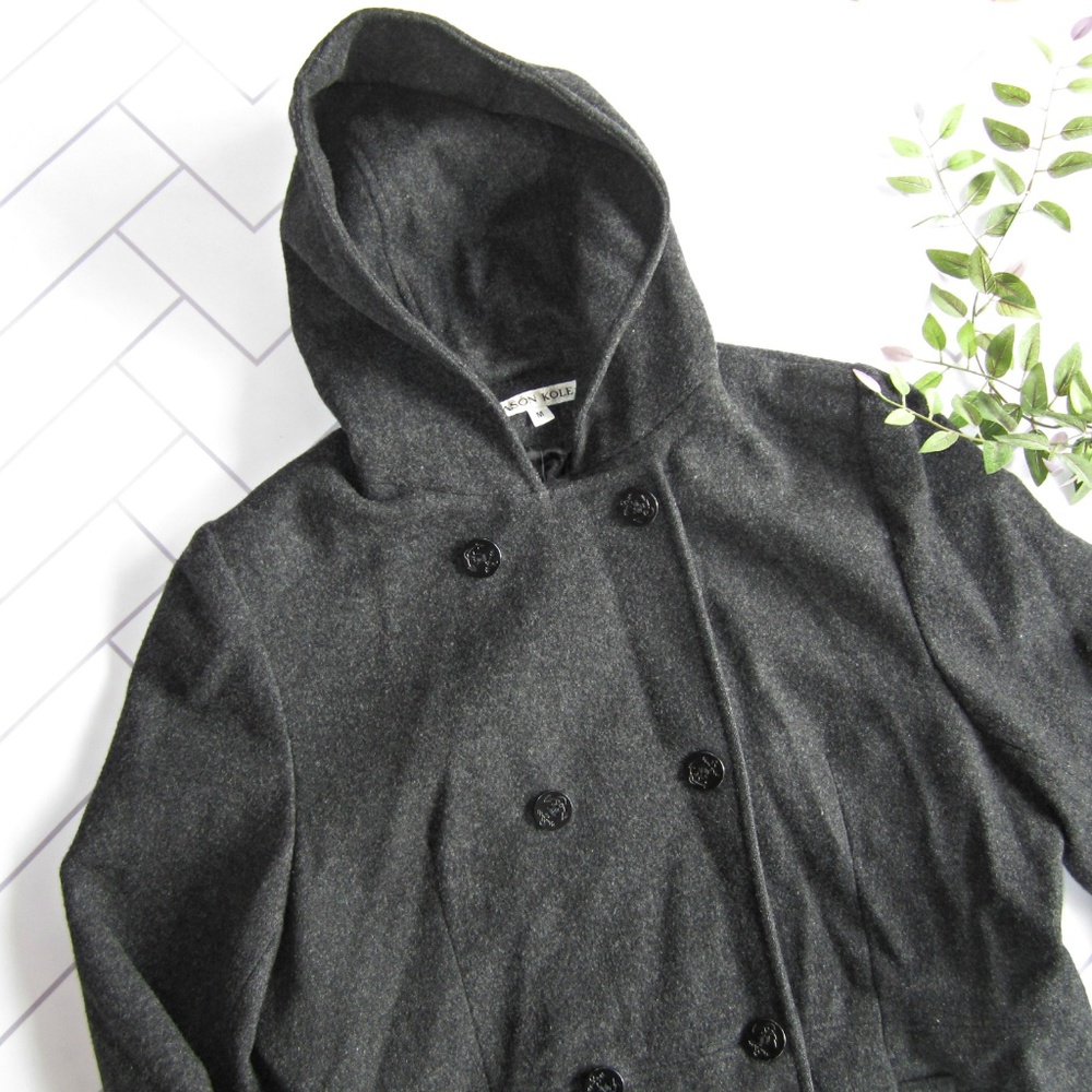 Jason Cole Charcoal Grey Wool Winter Coat sz M - Picture 3 of 8